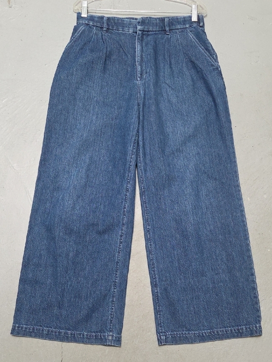 GAP Denim - Gap 365 High Rise Wide Leg Denim Blue Jeans Sz 8 100% Cotton Zipper